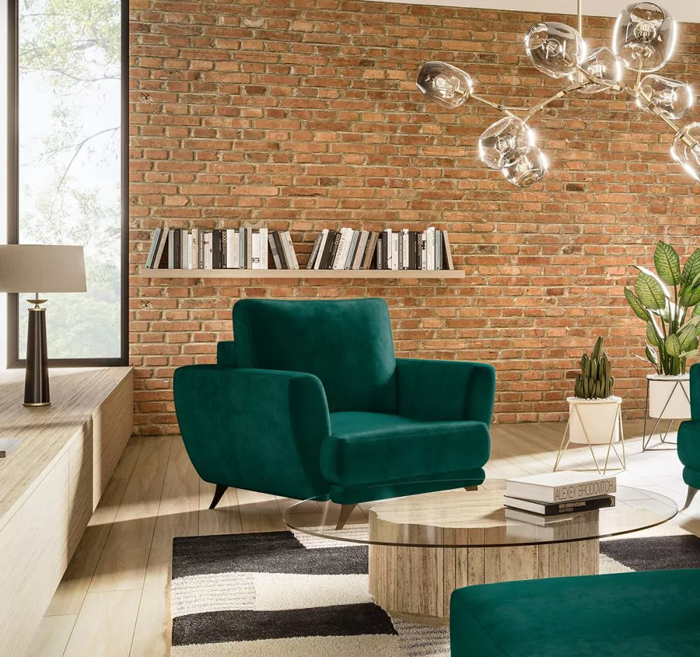 Mīksts krēsls Megis 1S Lux standard Sēdvietas dziļums: 60 cm, · Zaļš · 102 × 94 × 87 cm
