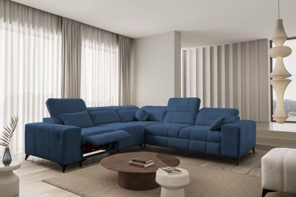 Dīvāns Dafne 3 Mix Standard · Zils · 276 × 276 × 77 cm