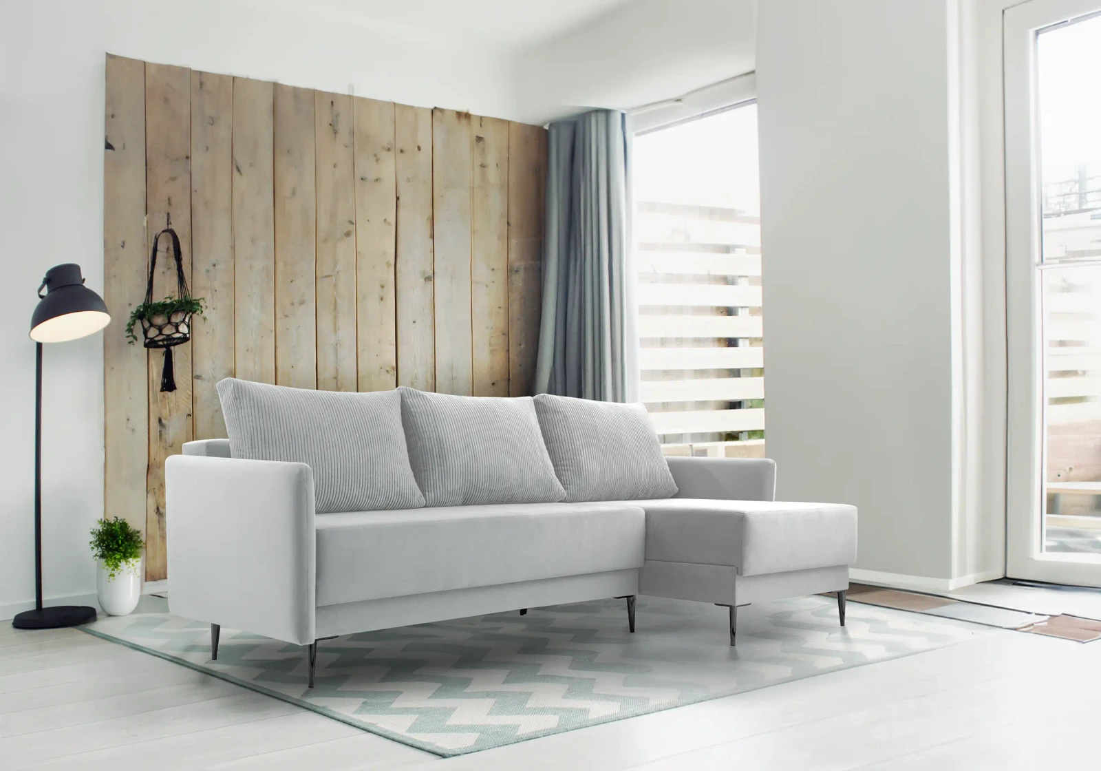 Dīvāns Pedro Corner Standard · Pelēks · 145 × 230 × 94 cm