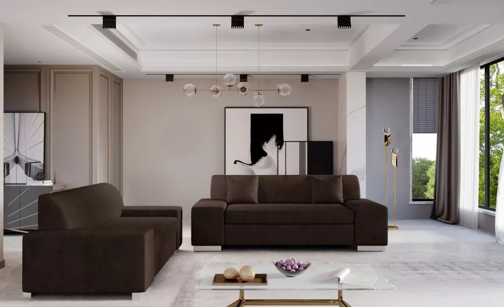 Komplekts Porto 3S+2S Lux standard · Tumši brūns · 90 × 210 × 98 cm
