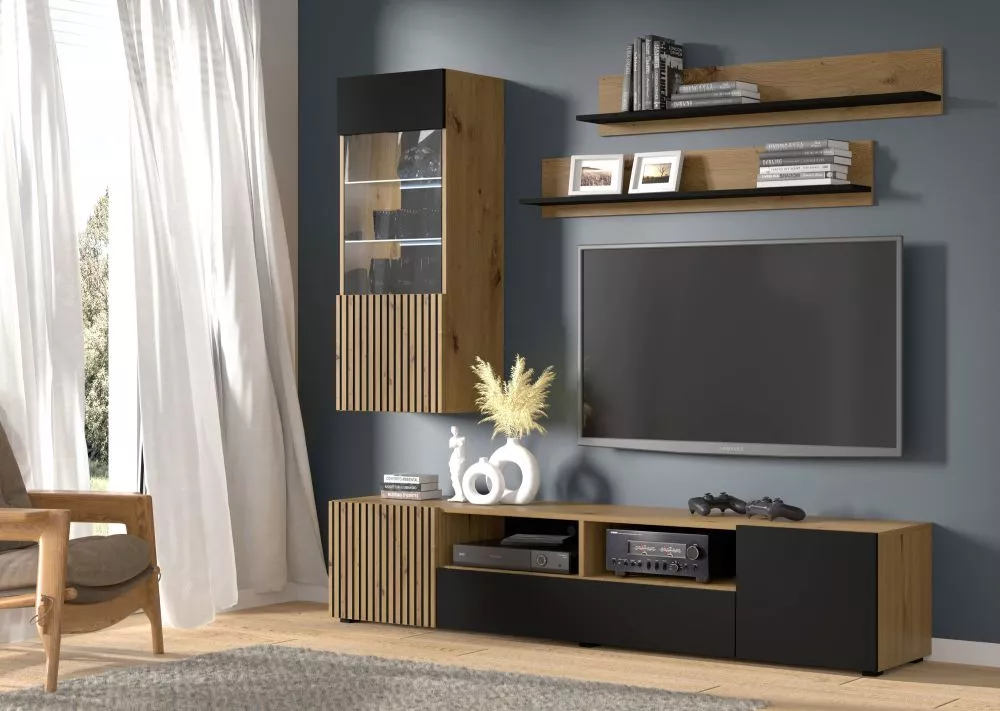 Sekcija Auris D ar LED Korpusa krāsa: ozols artisan, · 200 × 42 × 187 cm