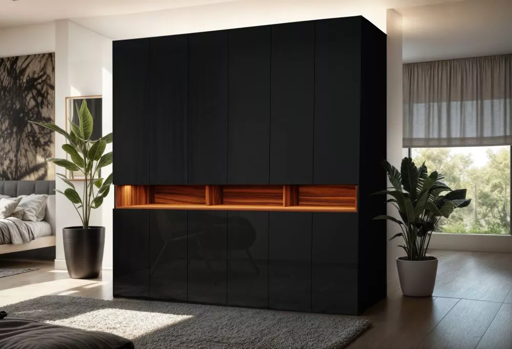 Skapis Laura 240 ar LED · Melns · 240 × 60 × 240 cm
