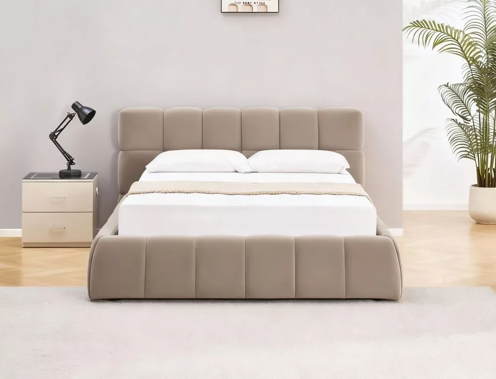 Gulta Parma ar stelāžu Guļamvietas platums: 140 cm, Guļamvietas garums: 200 cm, · Bēšs · 165 × 229 × 90 cm