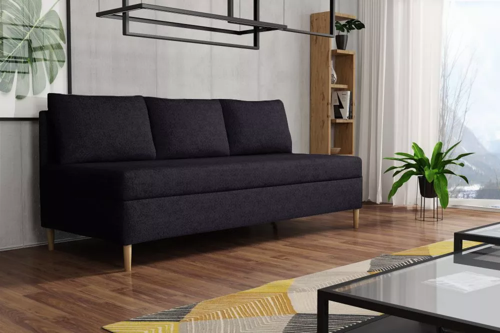 Dīvāns Alfa standard · Melna · 84 × 200 × 82 cm