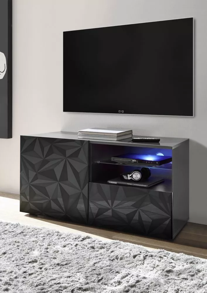 TV tumba Prisma 01 ar LED · Antracīts · 122 × 42 × 57 cm