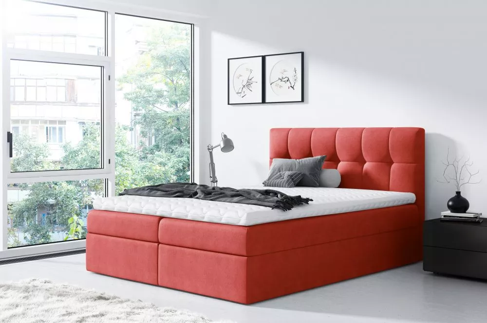 Gulta Rico Boxspring Premium Standard Guļamvietas platums: 120 cm, Guļamvietas garums: 200 cm, · Tumši oranžs · 124 × 20