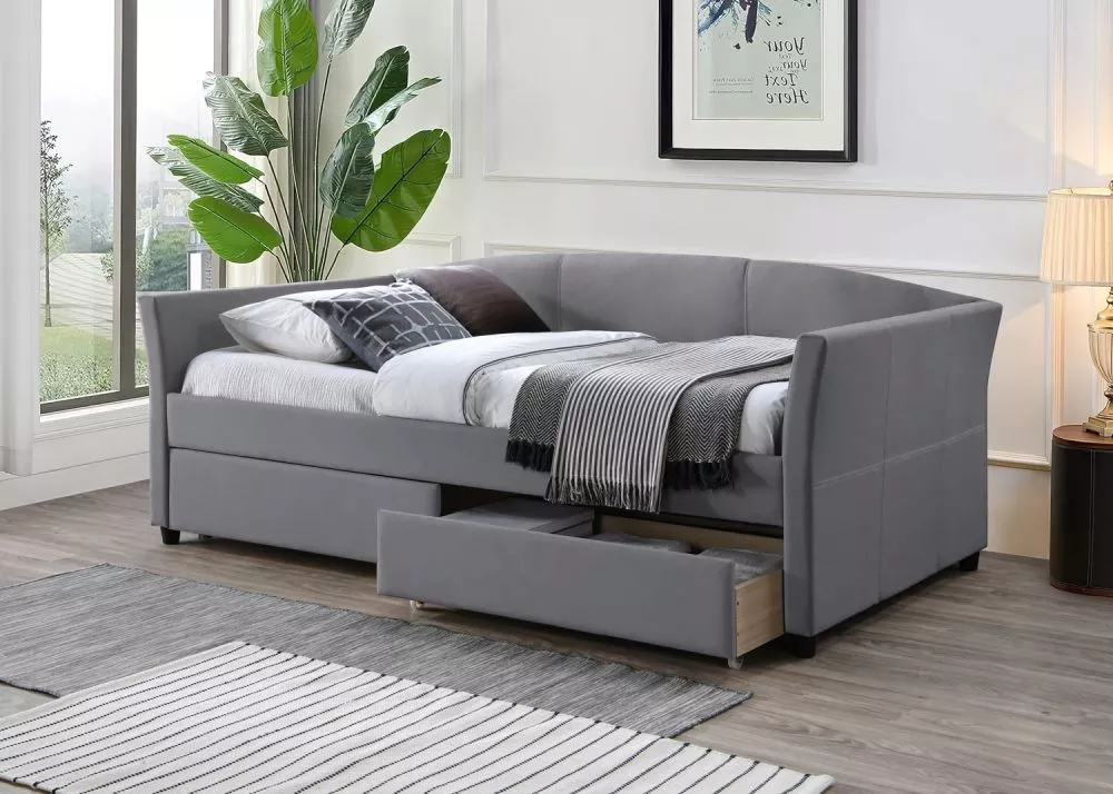 Gulta Lanta Velvet ar stelāžu Guļamvietas platums: 90 cm, Guļamvietas garums: 200 cm, stelāžas tips: koka, · Pelēks · 98