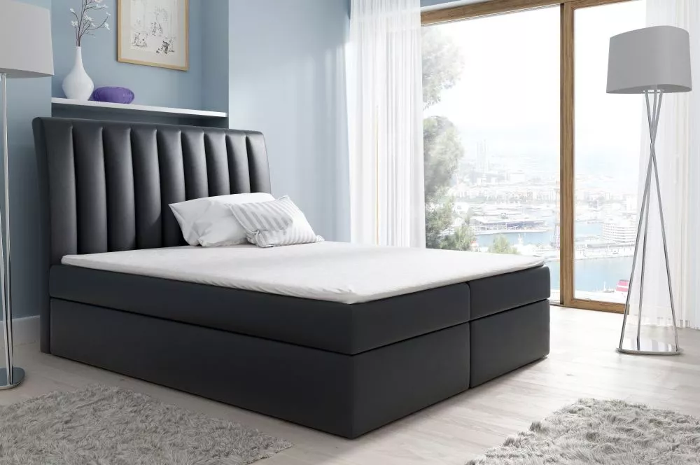 Gulta Nero Boxspring Standard Guļamvietas platums: 140 cm, Guļamvietas garums: 200 cm, · Melns · 140 × 217 × 123 cm