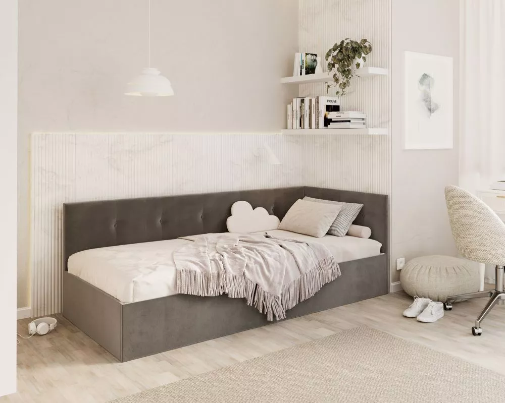 Gulta Eddy 2 Standard ar stelāžu Guļamvietas platums: 90 cm, Guļamvietas garums: 200 cm, stelāžas tips: metāla, · Grafīt
