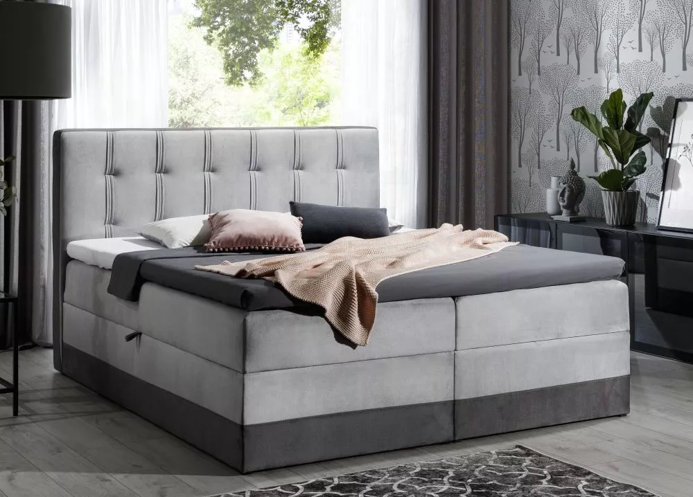 Gulta Marlene Boxspring Premium Standard Guļamvietas platums: 160 cm, Korpusa krāsa: gaiši pelēks, Guļamvietas garums: 2