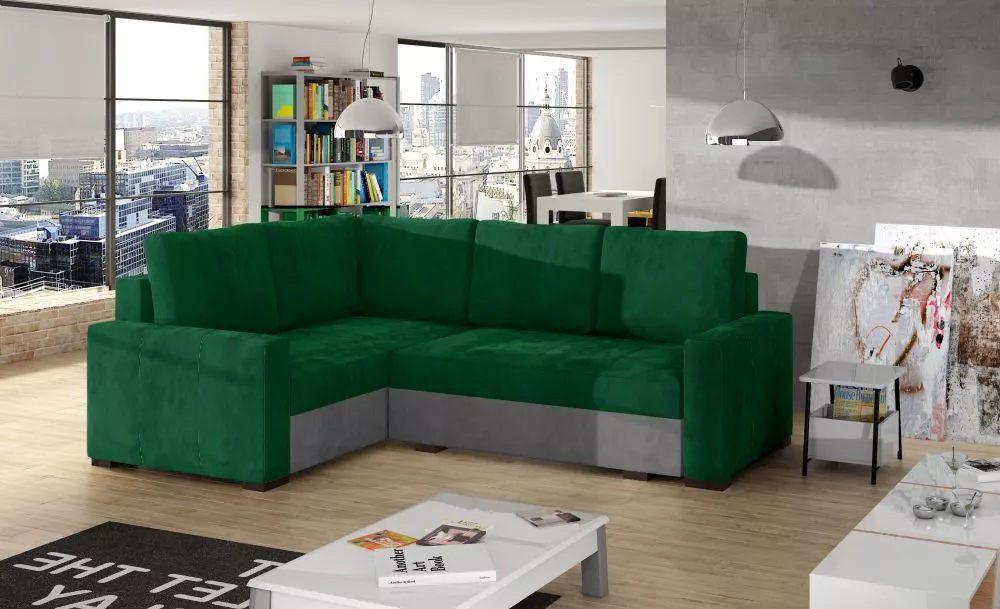 Dīvāns Corona Lux standard · Zaļš + pelēks · 162 × 235 × 72 cm