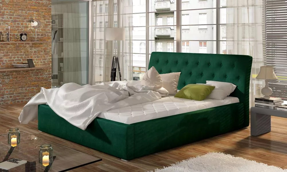 Gulta Milano standard ar stelāžu Guļamvietas platums: 160 cm, Guļamvietas garums: 200 cm, stelāžas tips: metāla, · Zaļš 