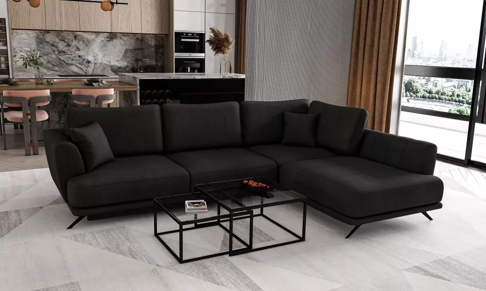 Dīvāns Larde Premium Standard · Melns · 178 × 280 × 90 cm