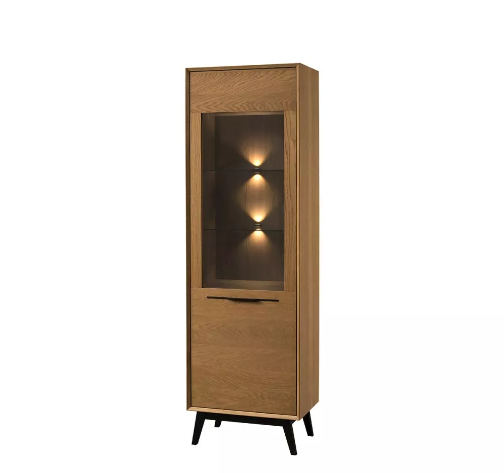 Sekcija Lazure 10 ar LED · Dižskābardis + melns · 60 × 42 × 195 cm