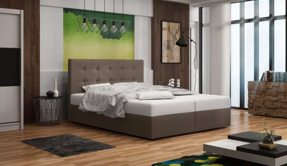 Gulta Duo 1 Boxspring Standard Guļamvietas platums: 160 cm, Guļamvietas garums: 200 cm, · Brūni pelēks · 165 × 208 × 106