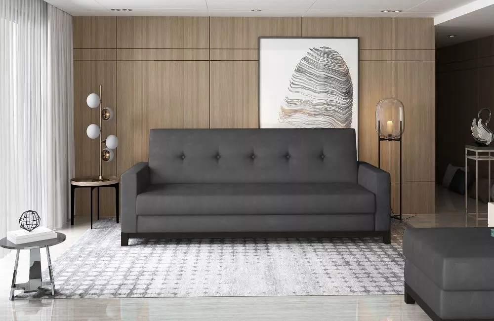 Dīvāns Selene Walnut standard · Tumši pelēks · 87 × 216 × 93 cm