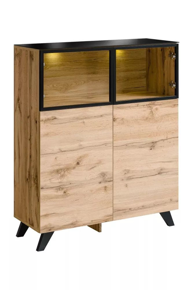 Kumode Thin 2 · Ozols votāns + melns · 100 × 40 × 123 cm