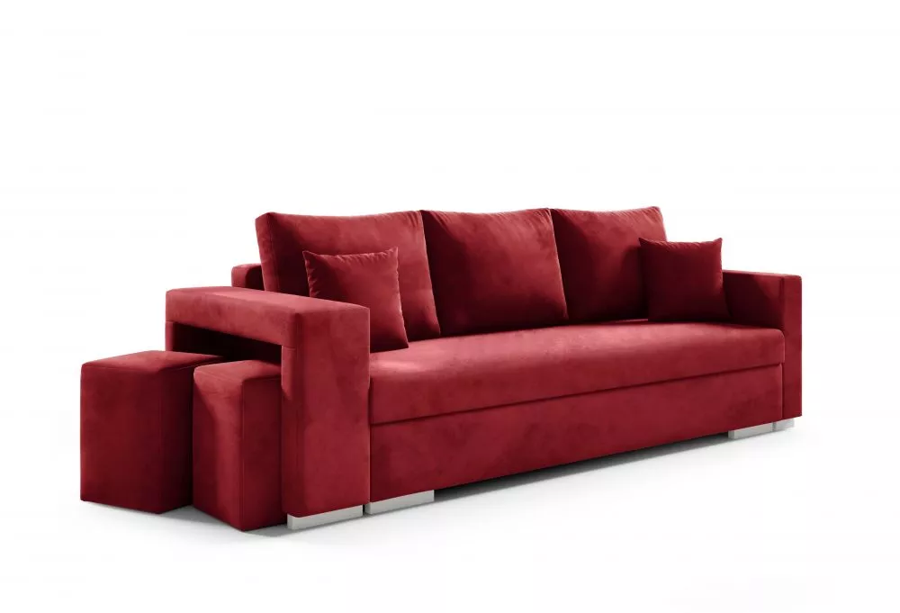 Dīvāns Salsa Premium standard ar pufiem · Sarkans · 85 × 237 × 90 cm
