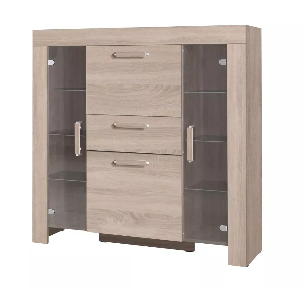 Sekcija Cezar 7 ar LED · Ozols sonoma · 130 × 42 × 131 cm