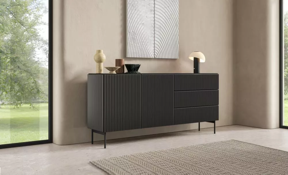 Kumode Muti C/D · Melna · 177 × 40 × 82 cm