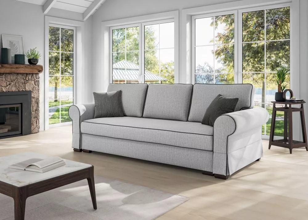 Dīvāns Julietta Standard · Gaiši pelēks + tumši pelēks · 100 × 233 × 91 cm