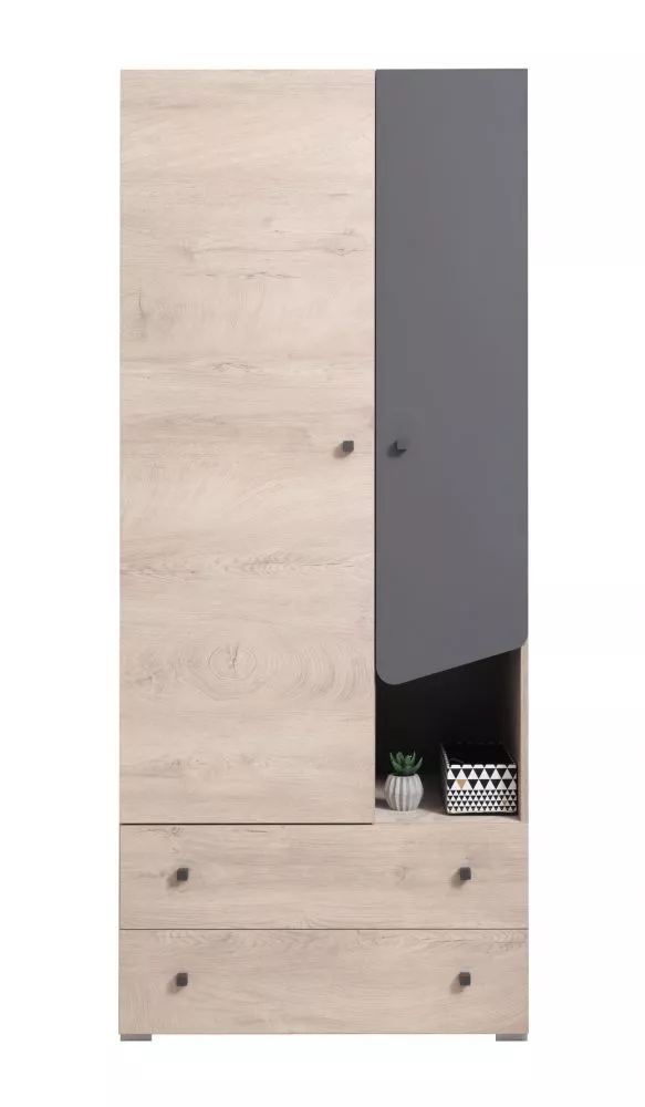Skapis Delta DL3 · Ozols + antracīts · 80 × 50 × 190 cm