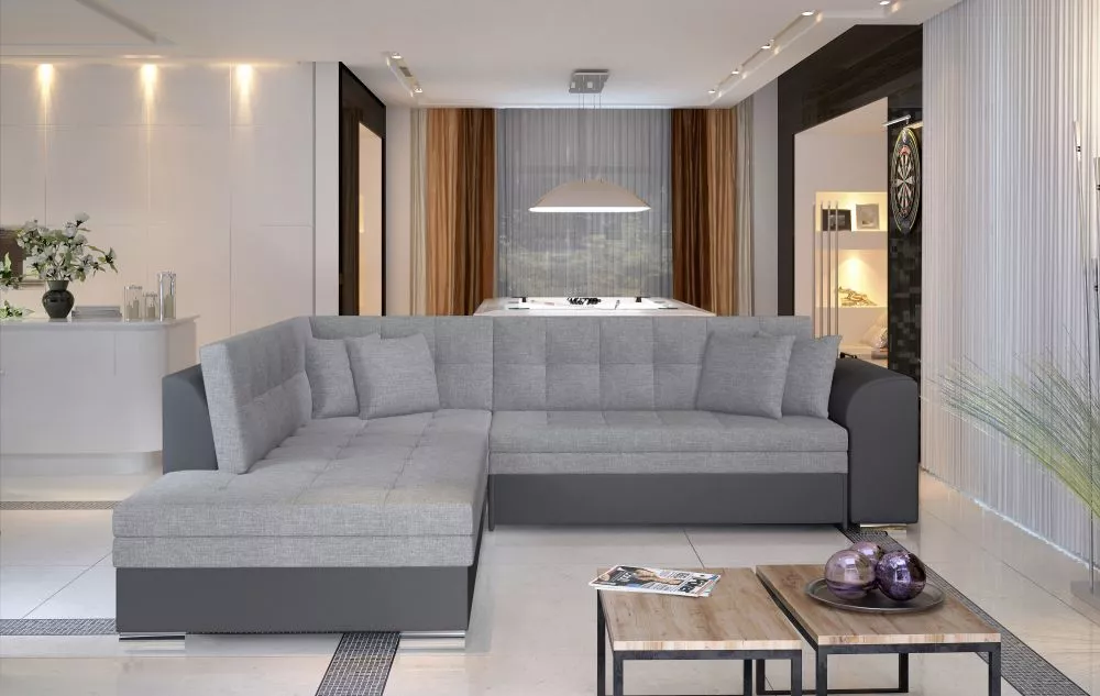 Dīvāns Pieretta Standard · Pelēks + tumši pelēks · 205 × 260 × 80 cm