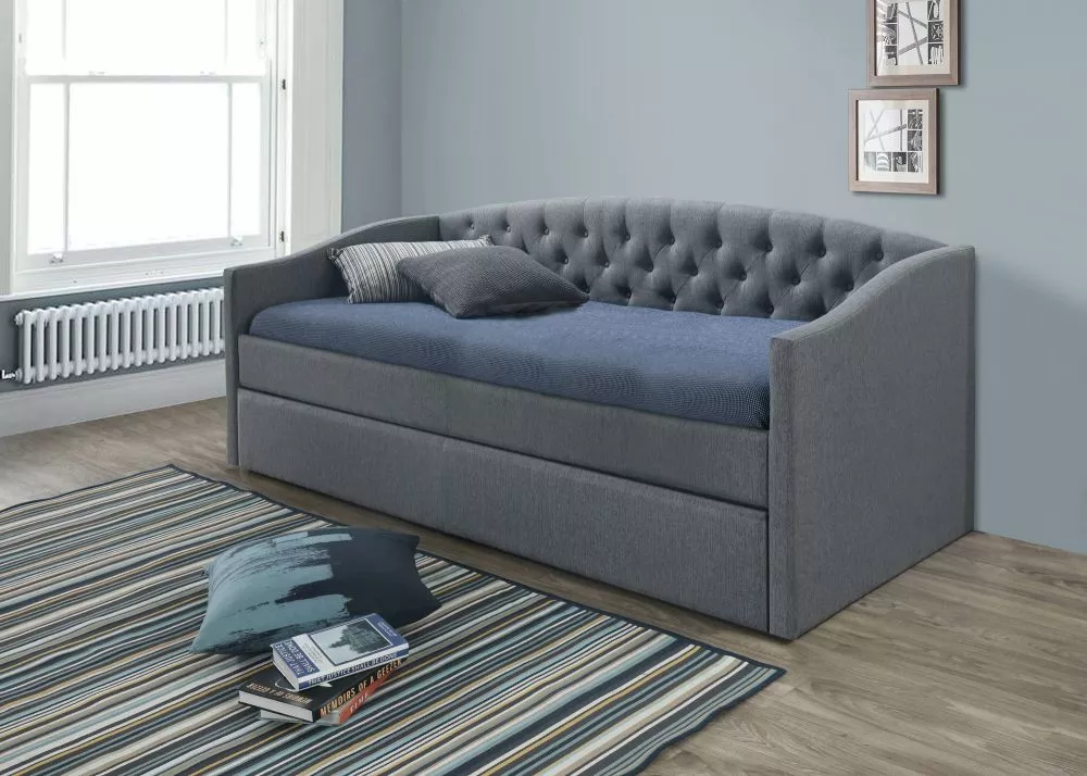 Gulta Alessia ar stelāžām Guļamvietas platums: 90 cm, Guļamvietas garums: 200 cm, stelāžas tips: koka, · Pelēks · 100 × 