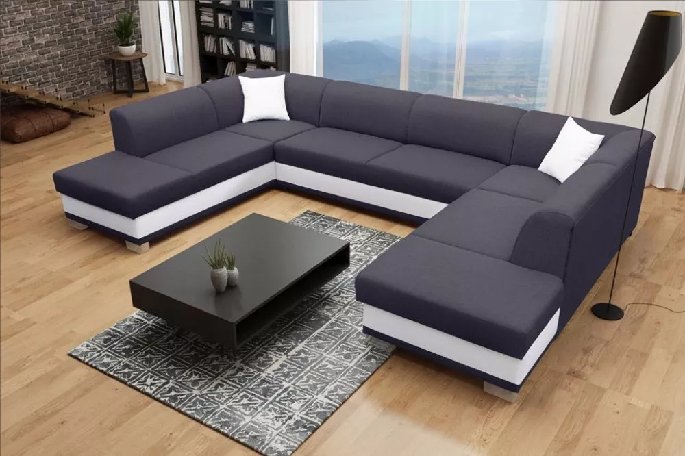 Dīvāns Darco U Standard · Tumši pelēks + balts · 220 × 340 × 80 cm