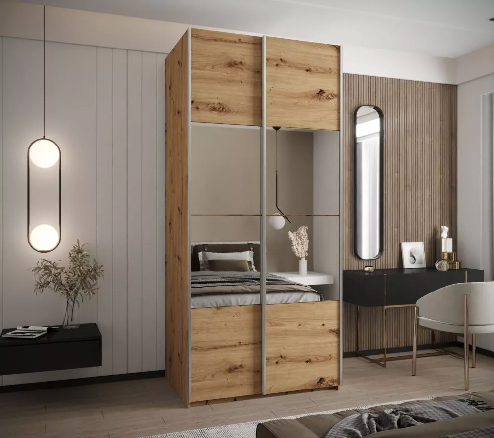 Skapis Lux 4 · Ozols artisan · 110 × 61 × 245.5 cm