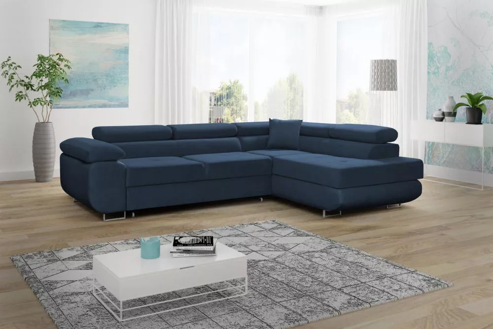 Dīvāns Lido standard · Zils · 202 × 275 × 75 cm
