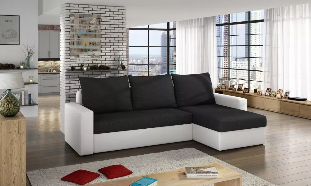 Dīvāns Livio Lux standard · Melns + balts · 150 × 237 × 90 cm