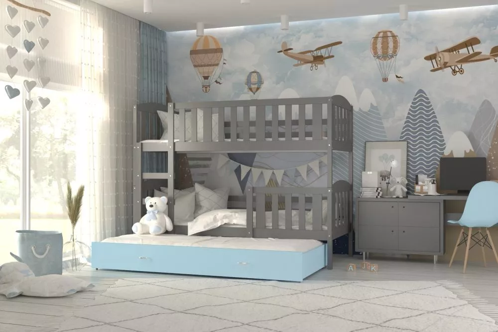 Bērnu gulta Kubus 3 MDF 80x190 ar stelāžām Guļamvietas platums: 80 cm, Guļamvietas garums: 190 cm, · 86 × 198 × 158 cm