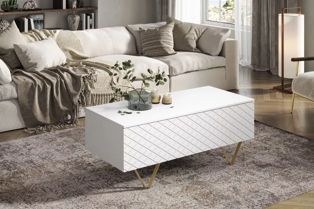 Žurnālgalds Scalia L120 2K Gold · Balts · 120 × 55 × 48 cm