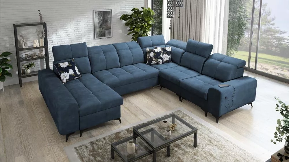 Dīvāns Golden 8 standard · Zila · 267 × 331 × 85 cm