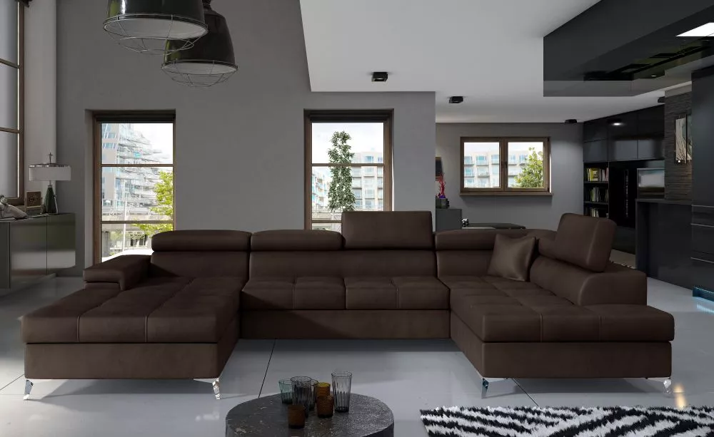 Dīvāns Eduardo Premium Standard · Tumši brūns · 202 × 345 × 70 cm