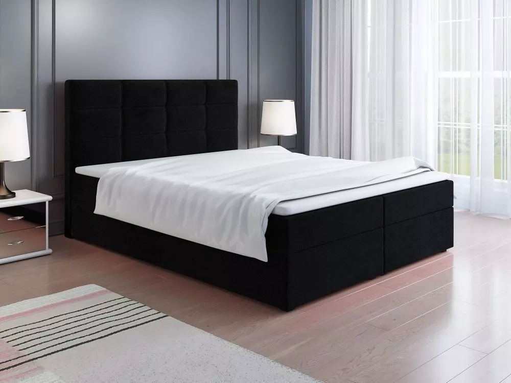 Gulta Classic 1 Boxspring standard Guļamvietas platums: 160 cm, Guļamvietas garums: 200 cm, · Melns · 160 × 209 × 115 cm