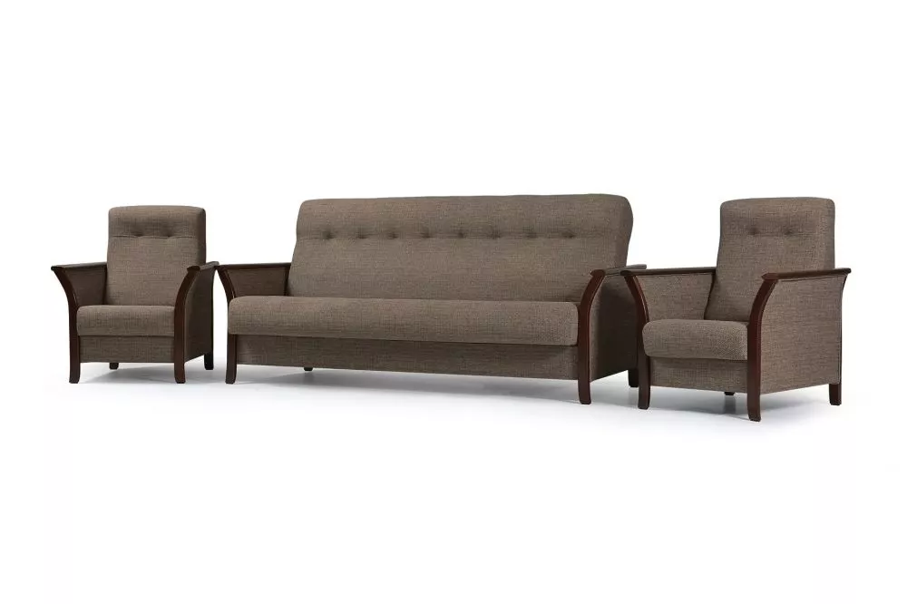 Komplekts Roko 3S+1S+1S Premium Standard · Tumši brūns · 95 × 212 × 95 cm
