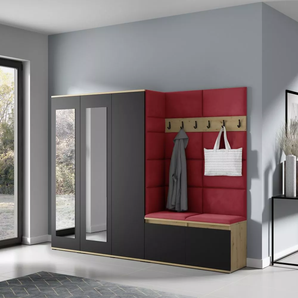 Apavu plaukts Emi 15 Trinity Korpusa krāsa: ozols artisan + melns, · 235 × 185 × 40 cm