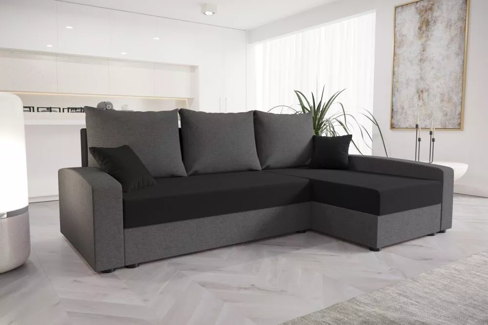 Dīvāns Chievo Standard · Melns + tumši pelēks · 140 × 231 × 90 cm