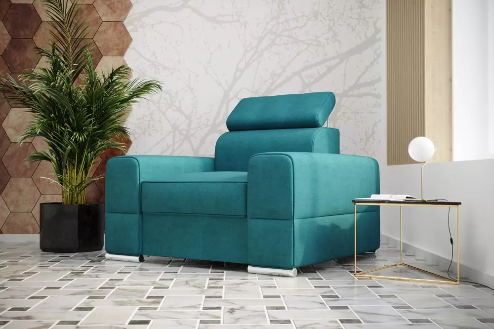 Mīksts krēsls Royal 1S standard Sēdvietas dziļums: 61 cm, · Tirkīzs · 114 × 99 × 79 cm
