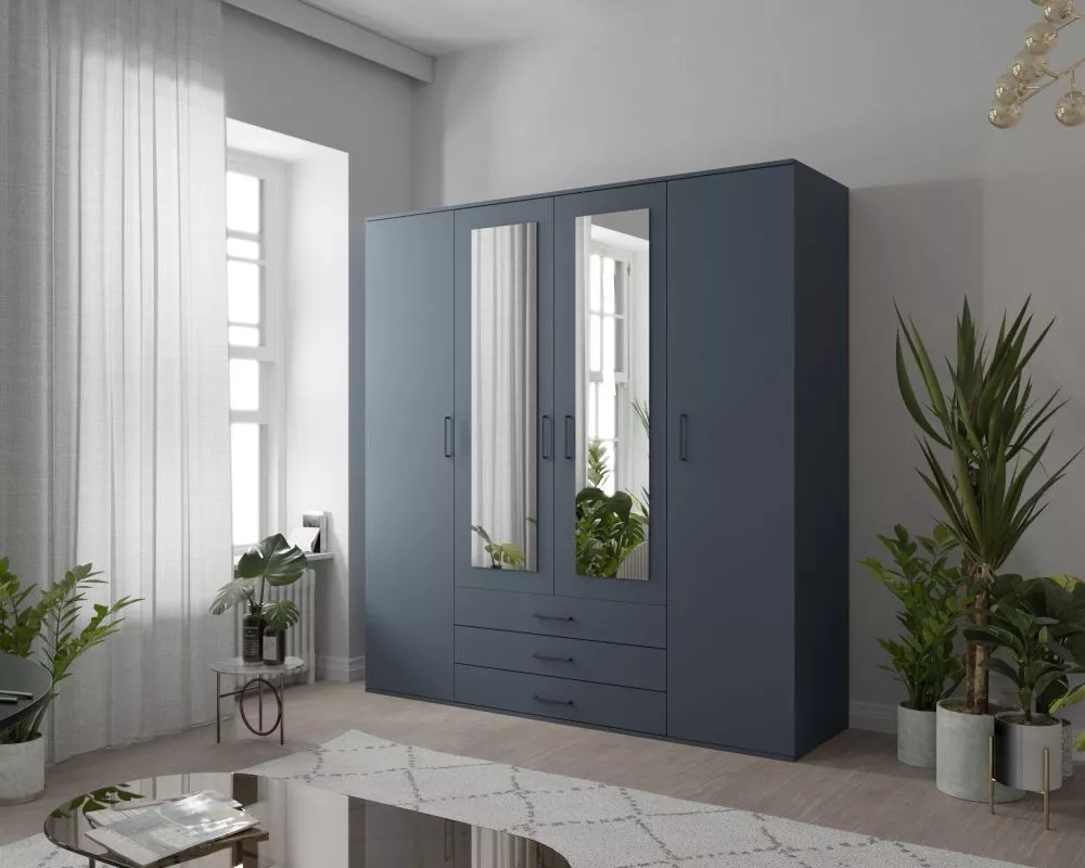 Skapis Omega Blue · Zils · 200 × 57 × 210 cm
