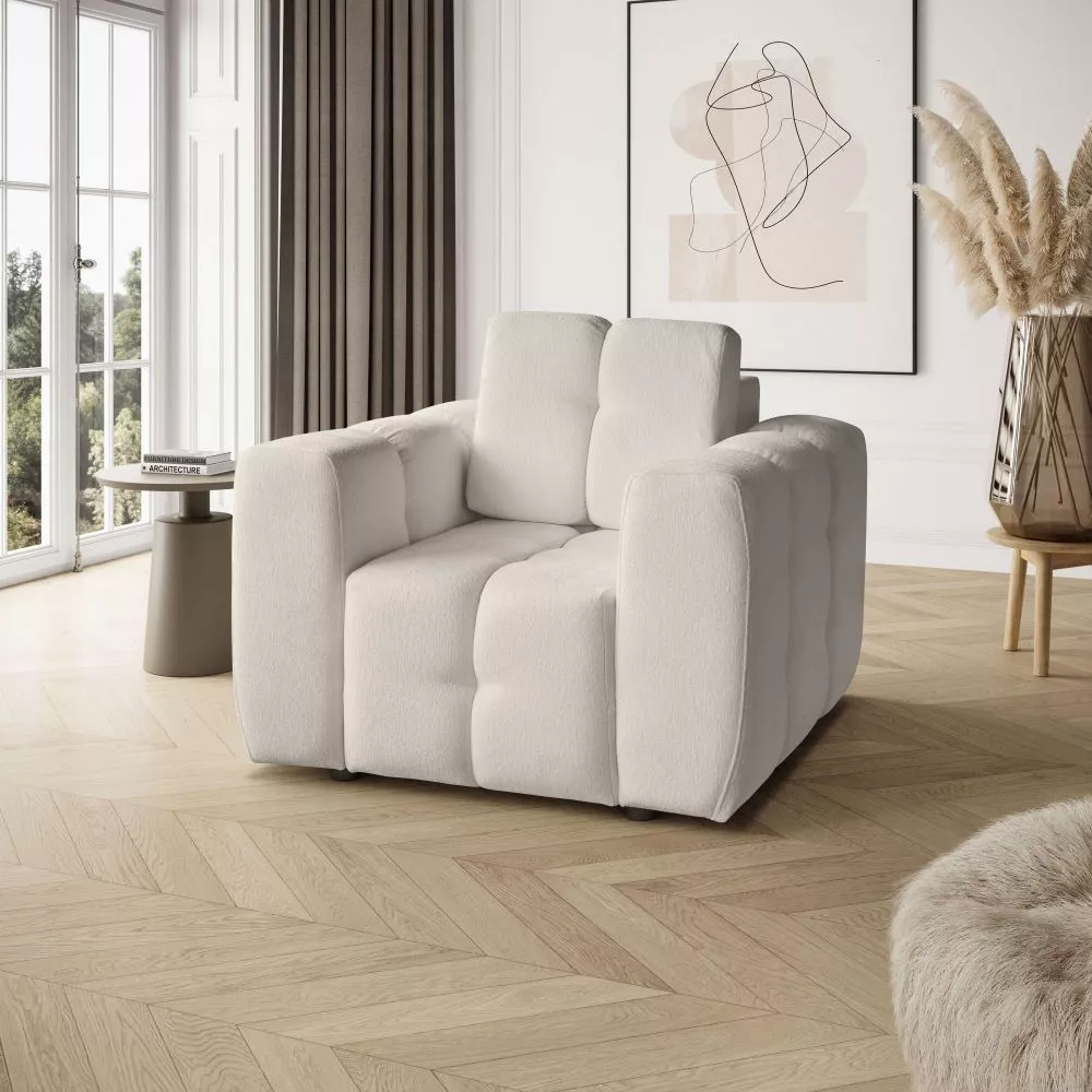 Mīksts krēsls Bona 1S Standard Sēdvietas dziļums: 57 cm, · Krēma · 108 × 100 × 90 cm