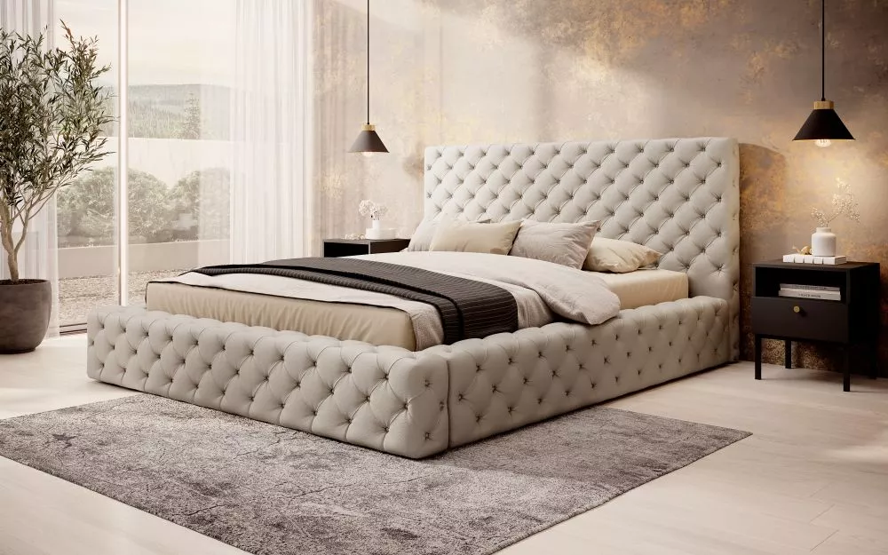 Gulta Princce Standard ar stelāžu Guļamvietas platums: 180 cm, Guļamvietas garums: 200 cm, stelāžas tips: metāla, · Bēšs