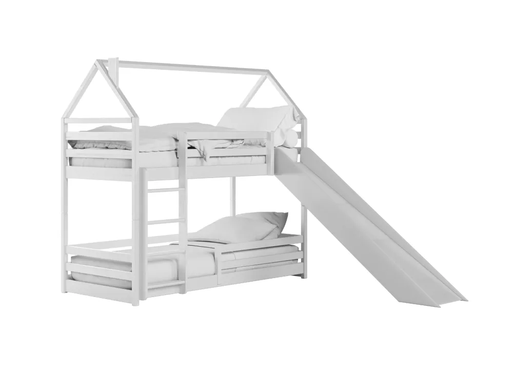 Bērnu gulta Play ar stelāžām Guļamvietas platums: 80 cm, Guļamvietas garums: 180 cm, · Balts · 238 × 188 × 175 cm