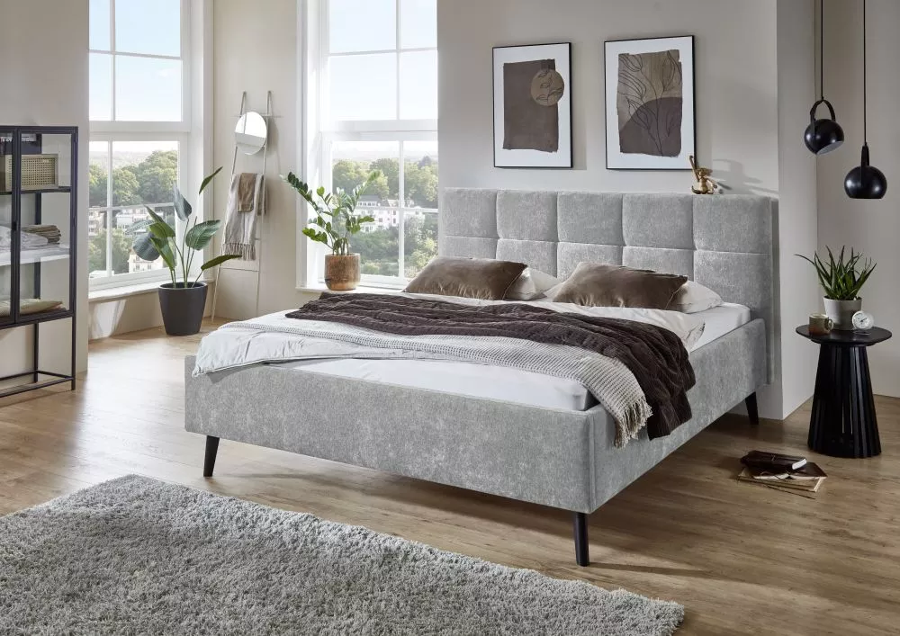 Gulta Nova Standard ar stelāžu Guļamvietas platums: 180 cm, Guļamvietas garums: 200 cm, stelāžas tips: koka, · Pelēks · 