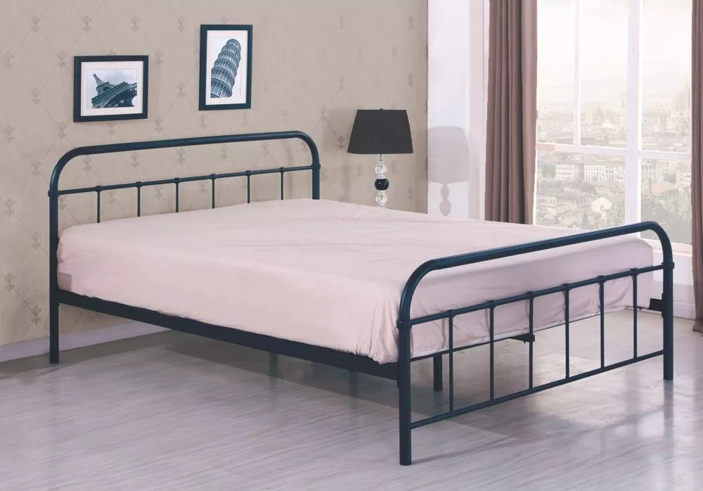 Gulta Linda ar stelāžu Guļamvietas platums: 120 cm, Guļamvietas garums: 200 cm, · Melns · 124 × 209 × 93 cm