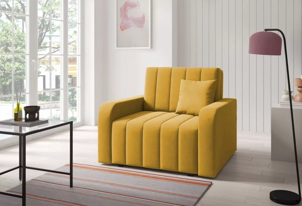 Mīksts krēsls Marko 1 standard Sēdvietas dziļums: 60 cm, · Dzeltens · 105 × 97 × 85 cm