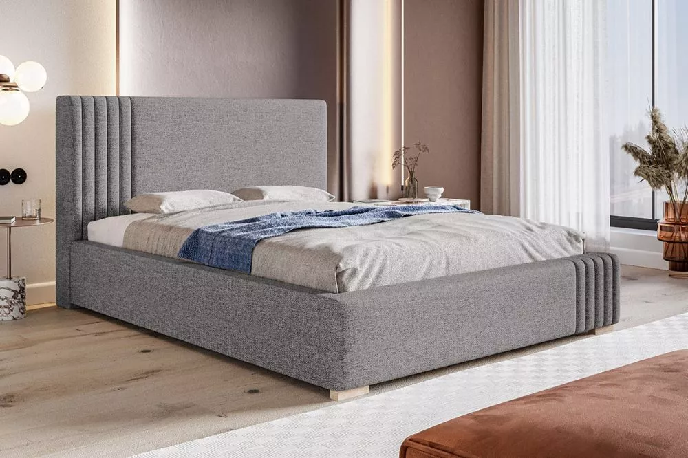 Gulta Bed 13 standard ar stelāžu Guļamvietas platums: 140 cm, Guļamvietas garums: 200 cm, stelāžas tips: koka, · Pelēks 