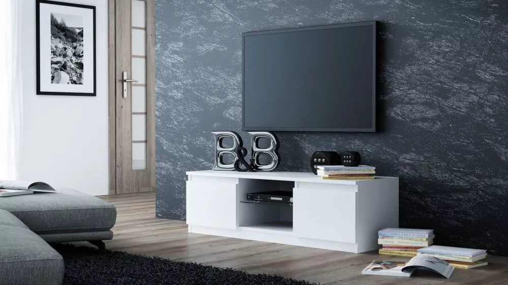 TV tumba Malwa RTV 140 glass · Balts · 140 × 40 × 36 cm